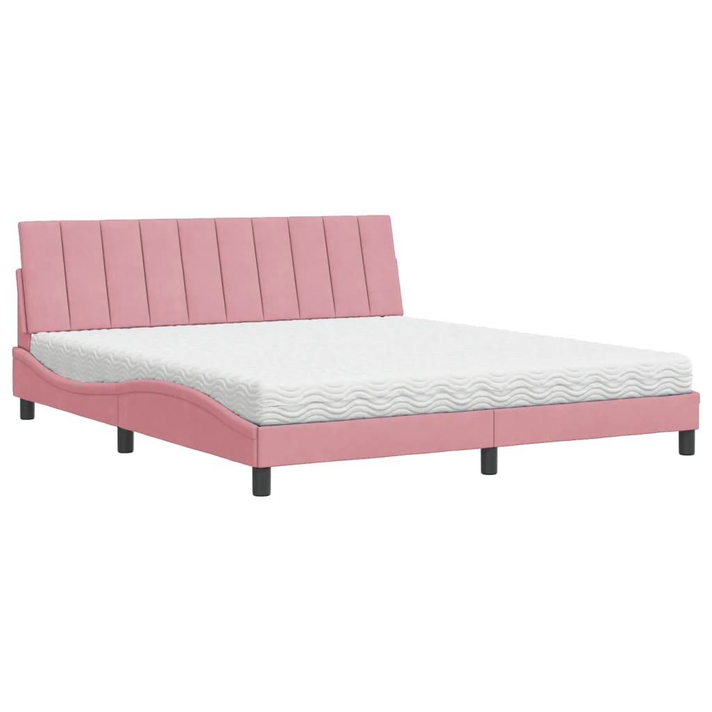 E-shop vidaXL Posteľ s matracom Hanko ružový 180x200 cm zamat
