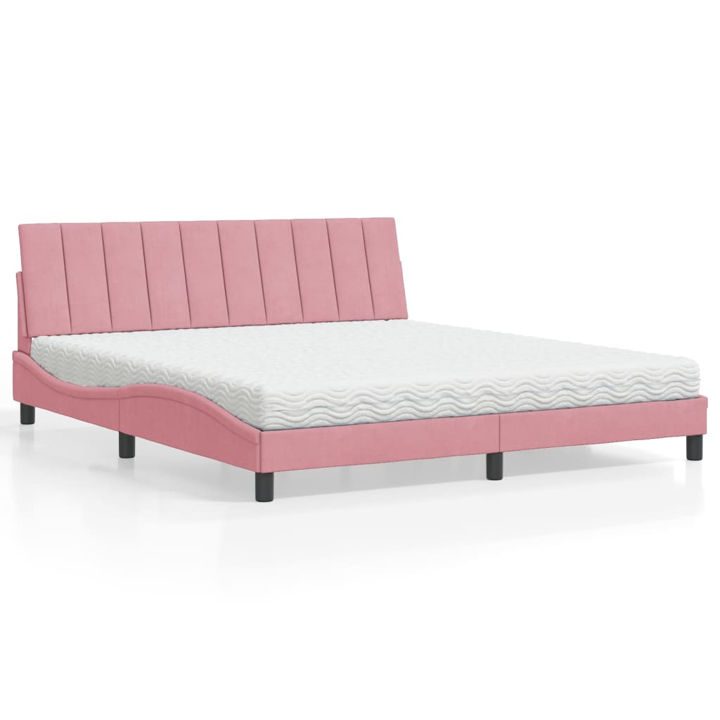 Bett mit Matratze Rosa 180×200 cm Samt