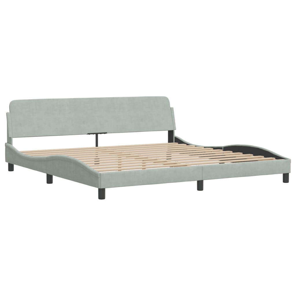 vidaXL Bed met matras "Hanko" fluweel lichtgrijs 200x200 cm grijs, foto 4