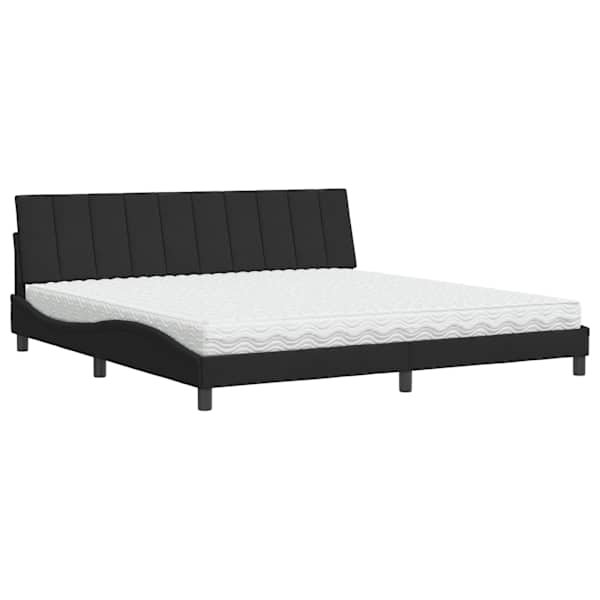 vidaXL voodi madratsiga Hanko, must, 200x200 cm, samet