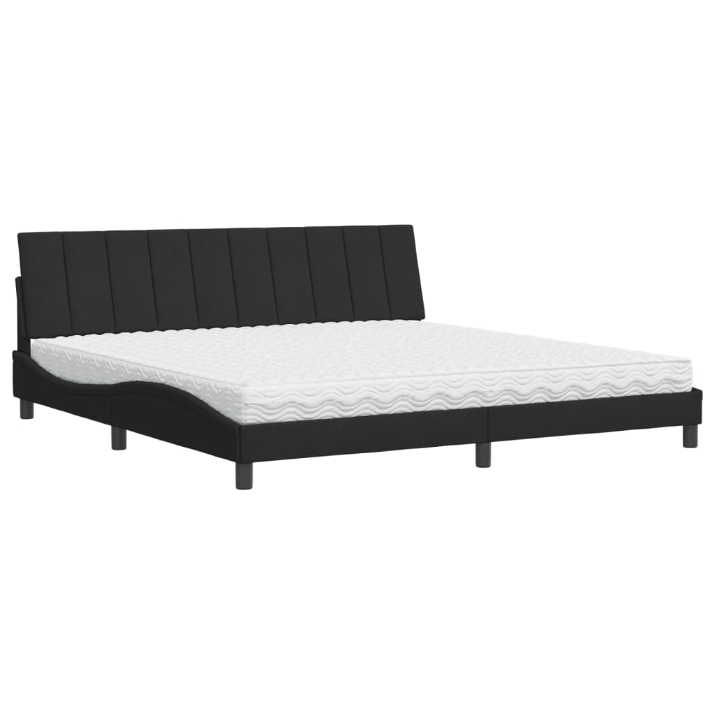 vidaXL Bed met matras "Hanko" fluweel zwart 200x200 cm, foto 3