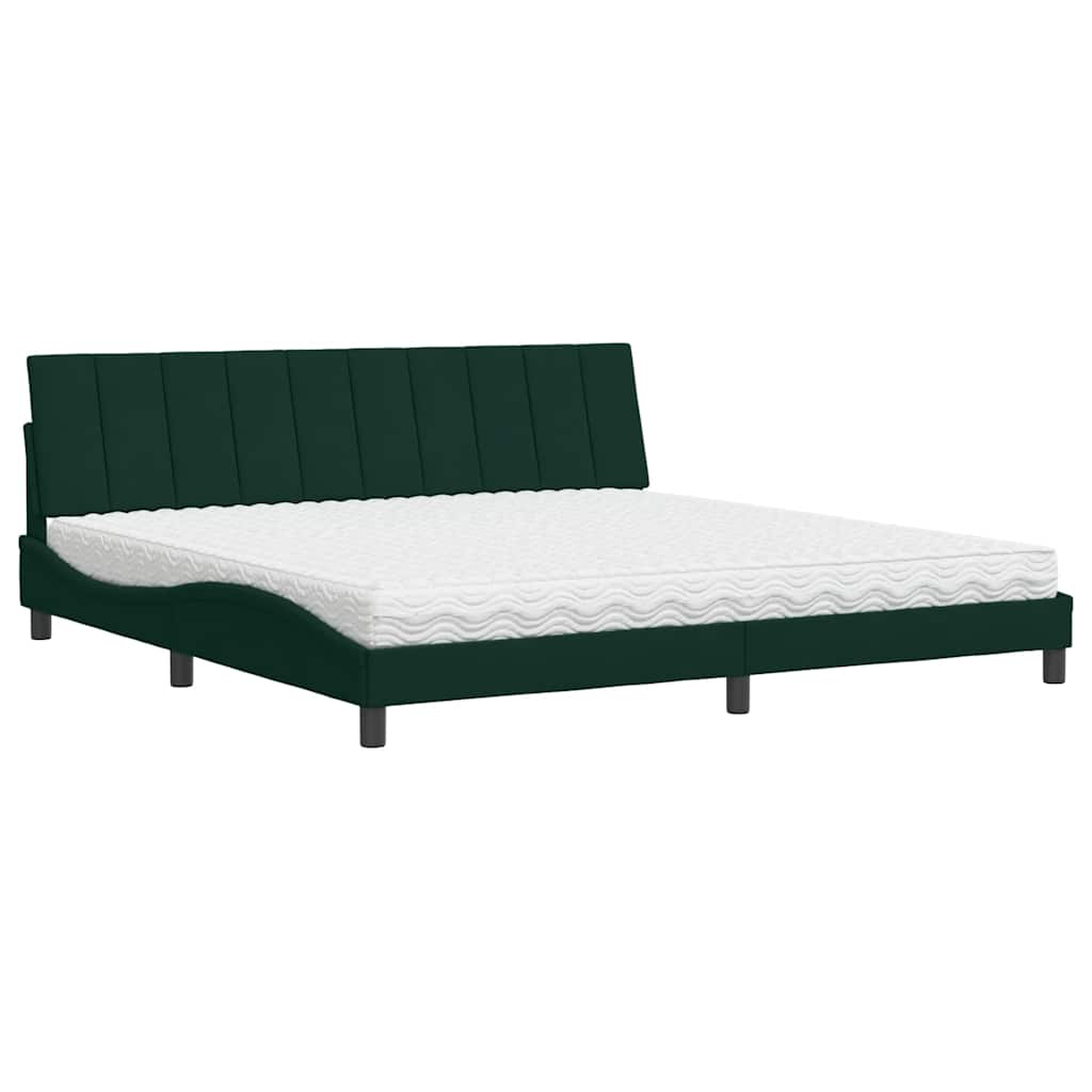 vidaXL Bed met matras "Hanko" fluweel donkergroen 200x200 cm groen, foto 3