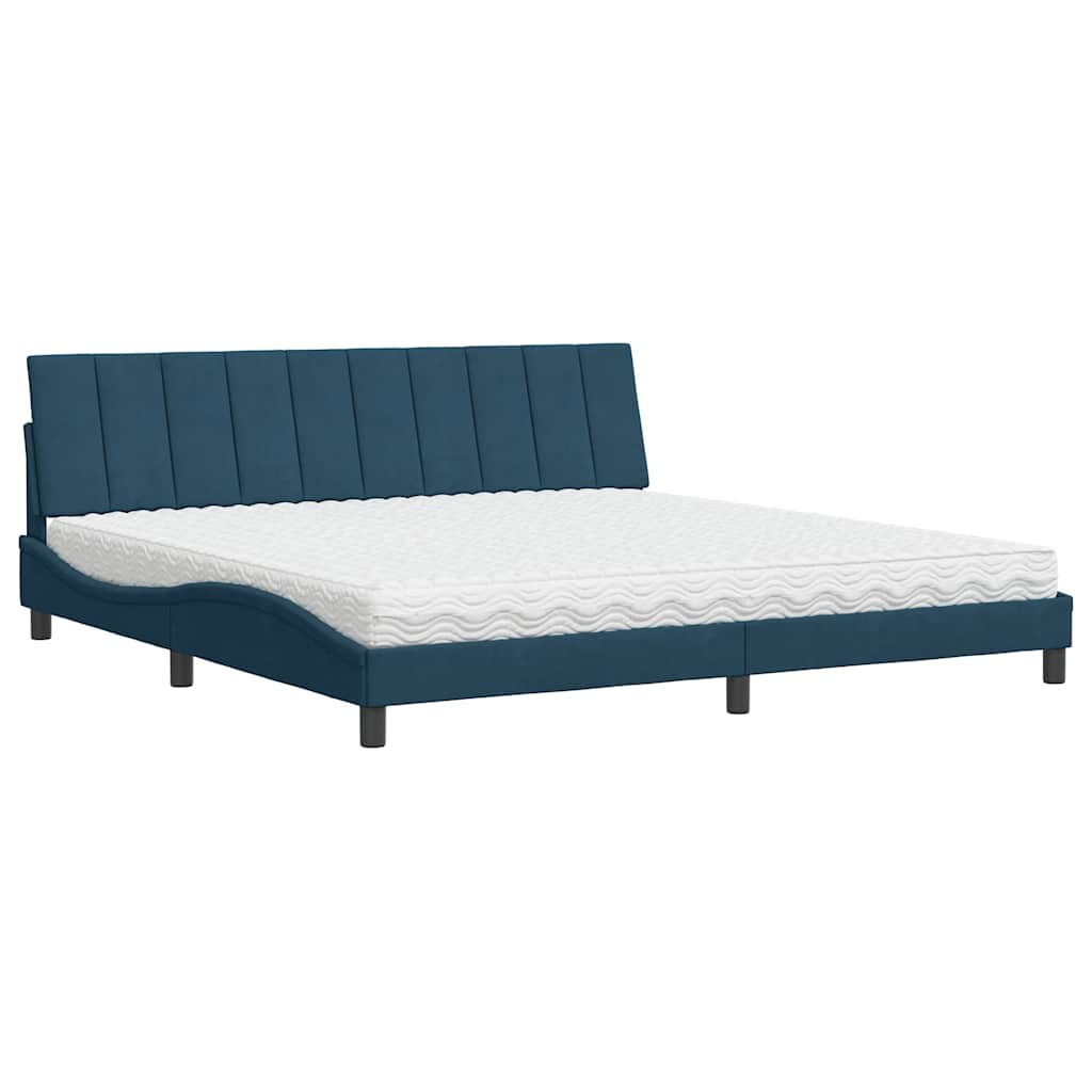 vidaXL Bed met matras "Hanko" fluweel blauw 200x200 cm, foto 2