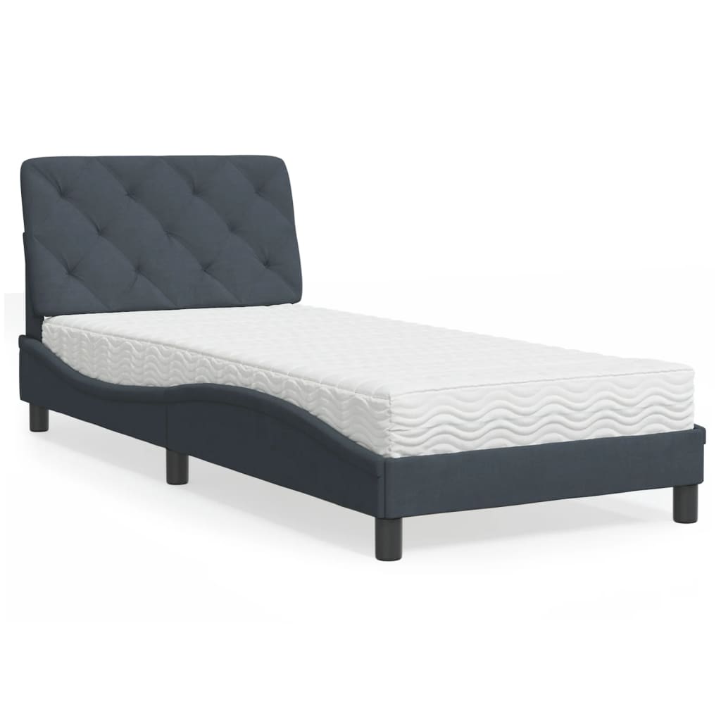 vidaXL Bett mit Matratze Dunkelgrau 80x200 cm Samt