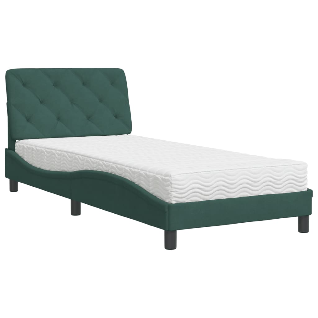 vidaXL Postel s matrací tmavě zelená 80 x 200 cm samet