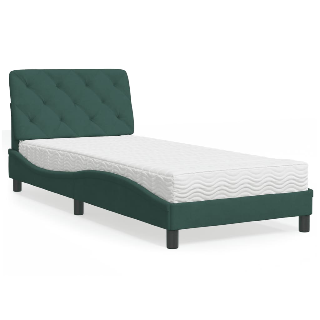 vidaXL Bett mit Matratze Dunkelgrün 80x200 cm Samt