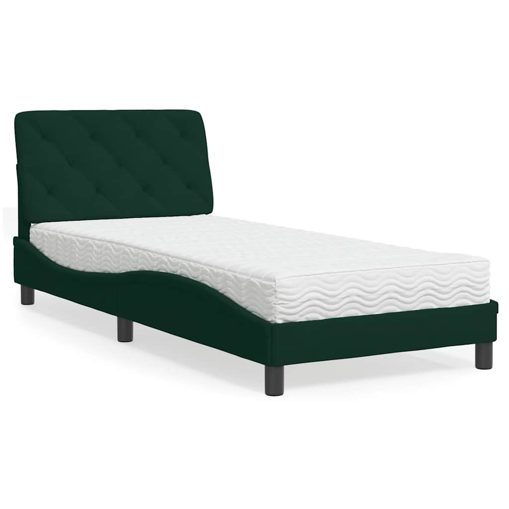 vidaXL Bett mit Matratze Dunkelgrün 80x200 cm Samt