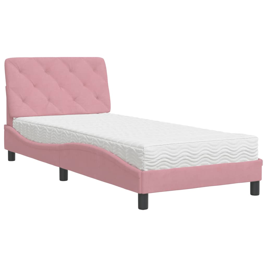 Thumbnail - vidaXL Bett mit Matratze Rosa 80x200 cm Samt