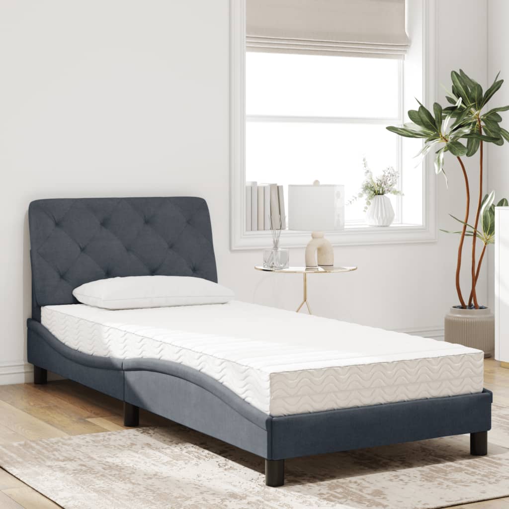 Thumbnail - vidaXL Bett mit Matratze Dunkelgrau 90x200 cm Samt