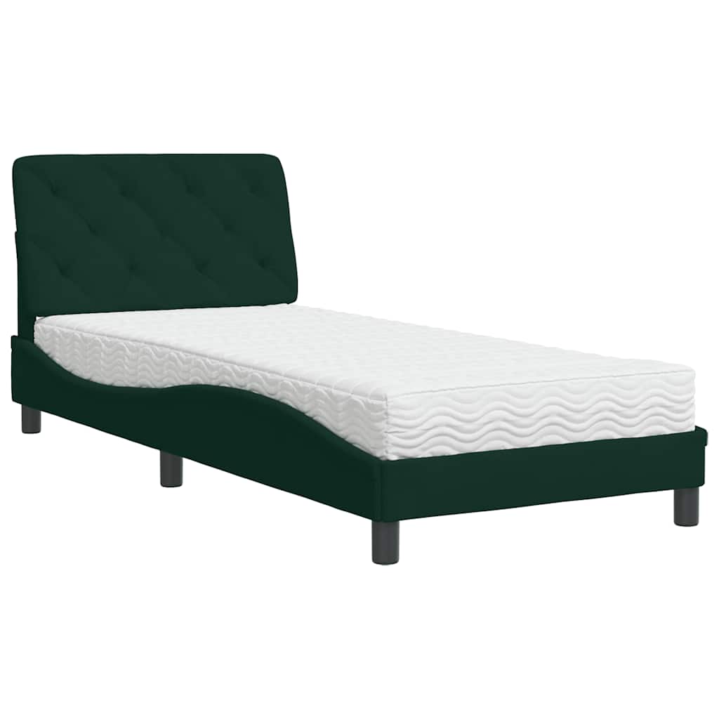 E-shop vidaXL Posteľ s matracom tmavozelený 90x200 cm zamat