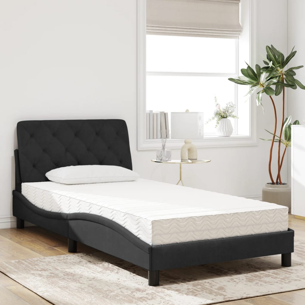 vidaXL Bed met matras fluweel zwart 100x200 cm afbeelding
