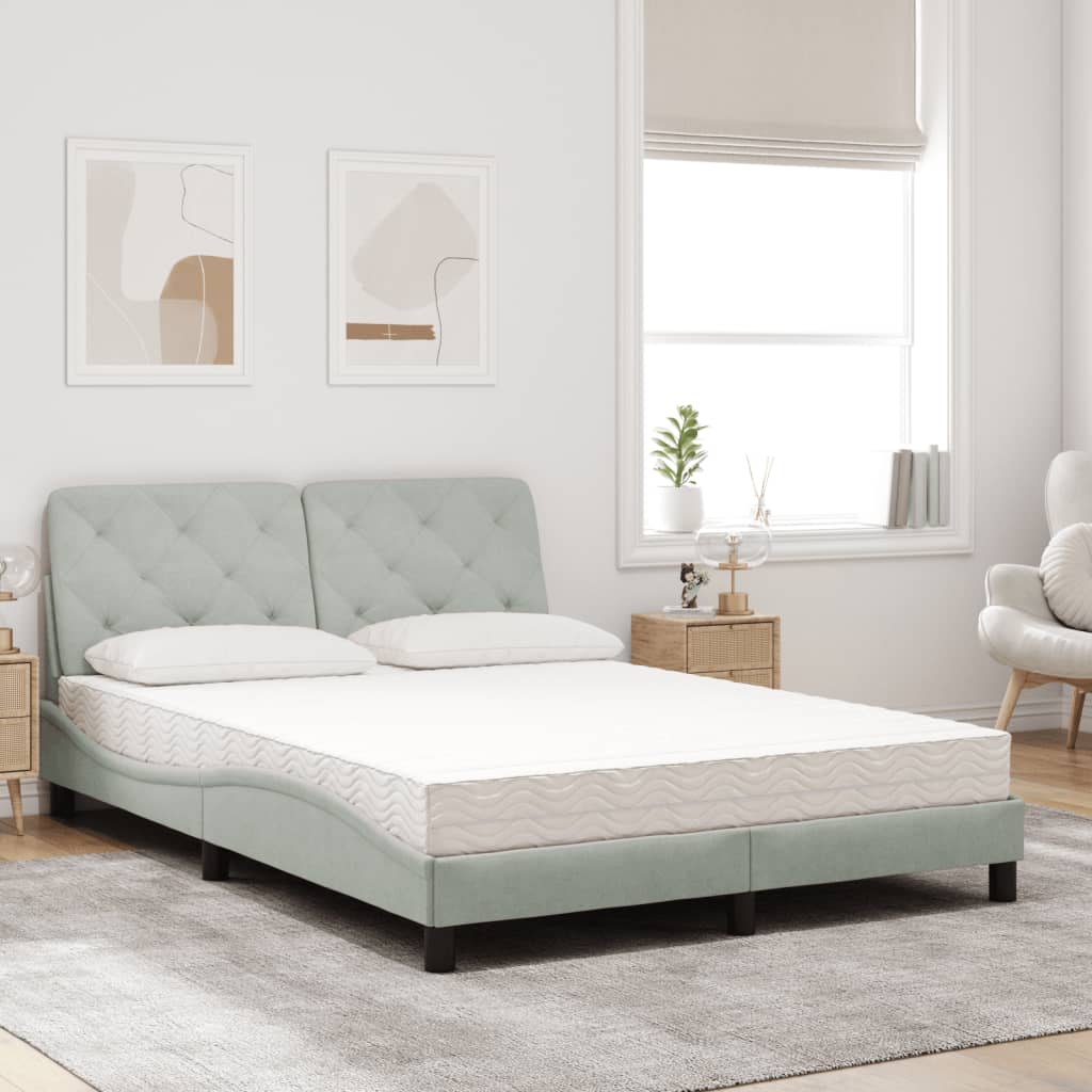 Thumbnail - vidaXL Bett mit Matratze Hellgrau 120x200 cm Samt