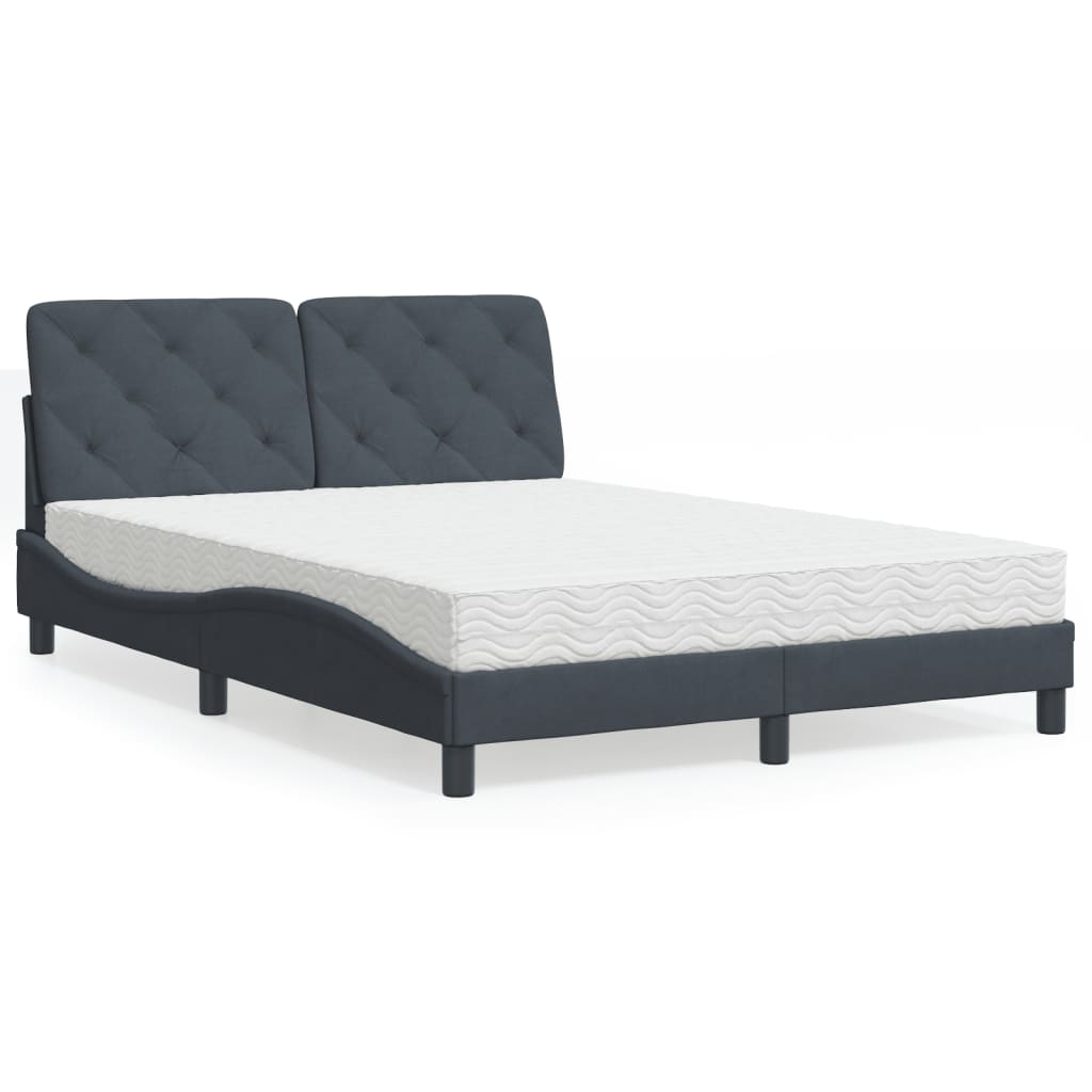 vidaXL Bett mit Matratze Dunkelgrau 120x200 cm Samt