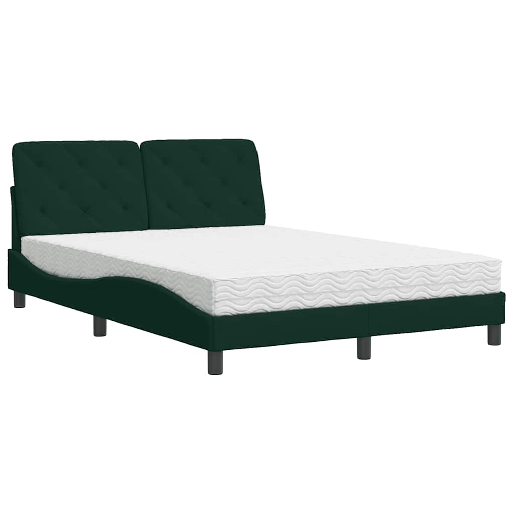 vidaXL Bed met matras fluweel donkergroen 120x200 cm groen, foto 3