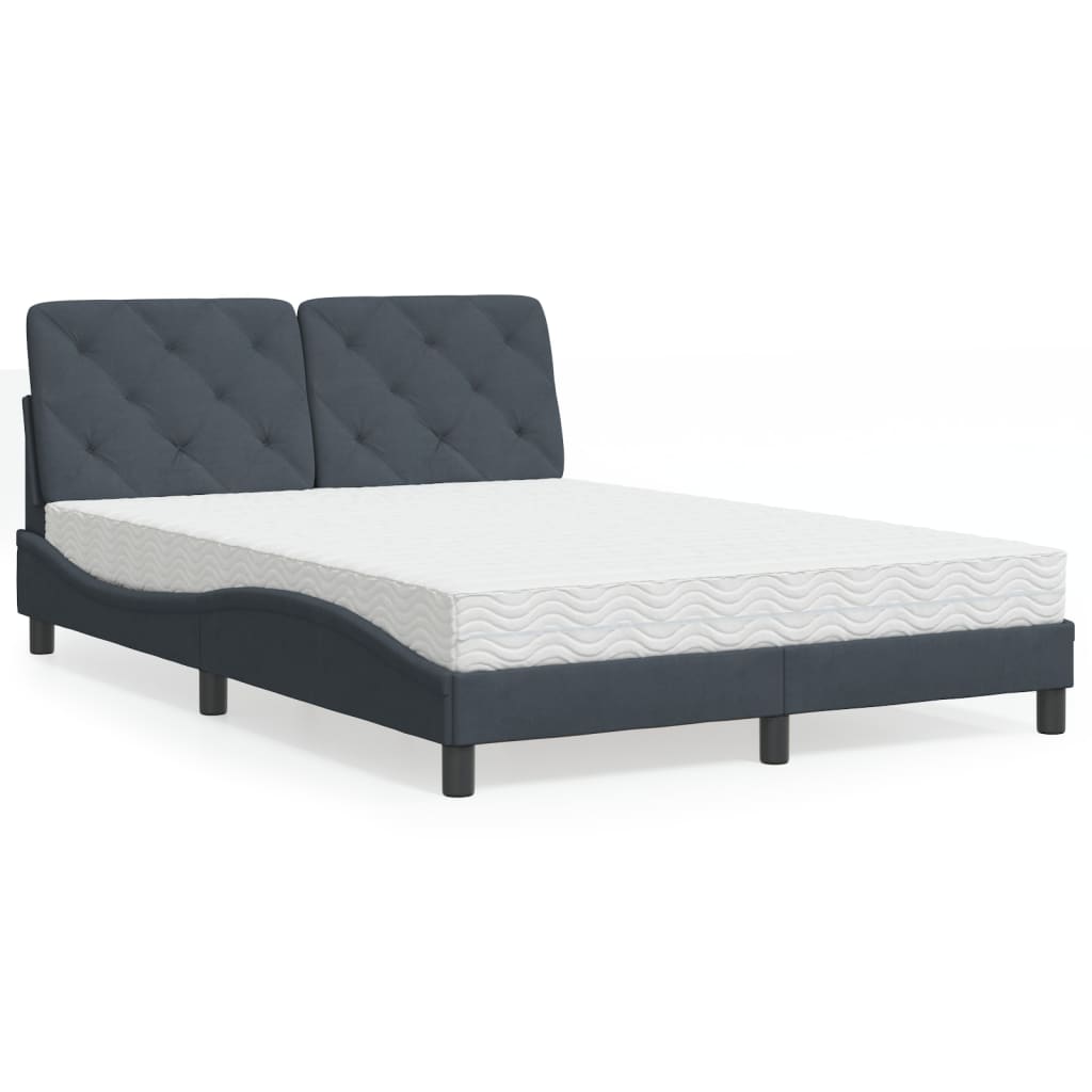 vidaXL Bett mit Matratze Dunkelgrau 140x190 cm Samt