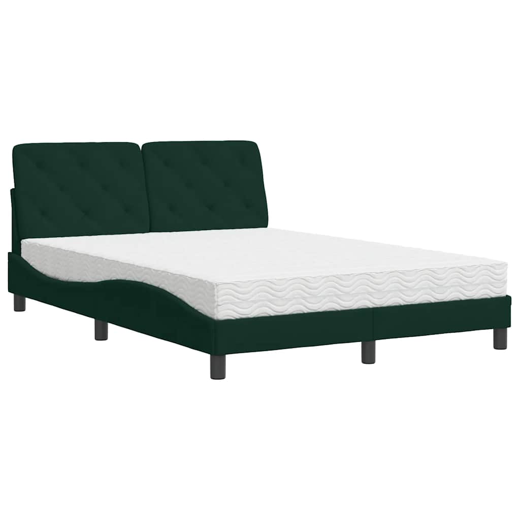 vidaXL Bed met matras fluweel donkergroen 140x190 cm groen, foto 3