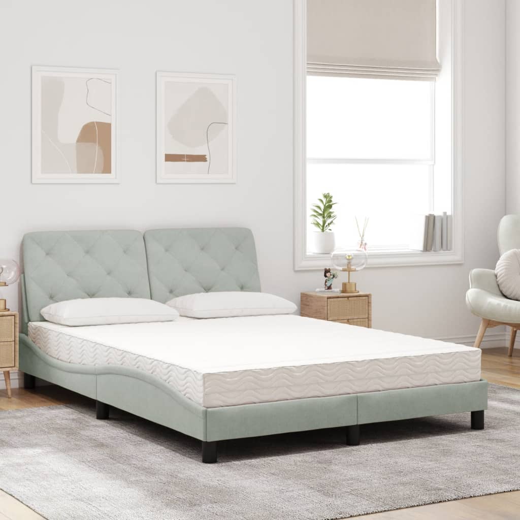 vidaXL Bed met matras fluweel lichtgrijs 140x200 cm grijs, foto 2