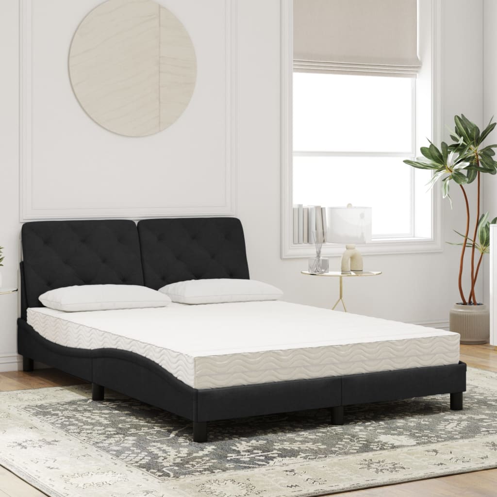 vidaXL Bed met matras fluweel zwart 140x200 cm afbeelding