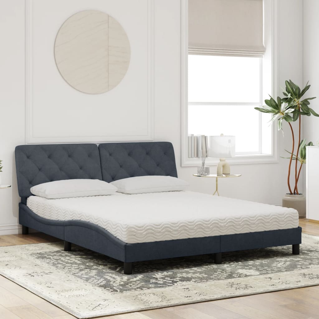 Thumbnail - vidaXL Bett mit Matratze Dunkelgrau 160x200 cm Samt