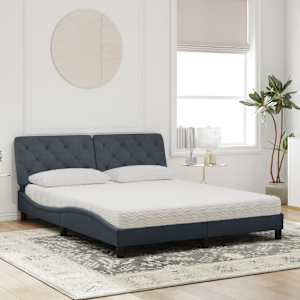 Postel s matrací tmavě šedá 160 x 200 cm samet - obrázek 3