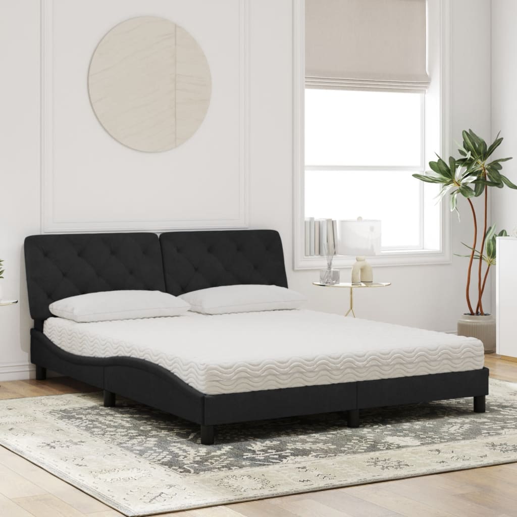 Thumbnail - vidaXL Bett mit Matratze Schwarz 160x200 cm Samt