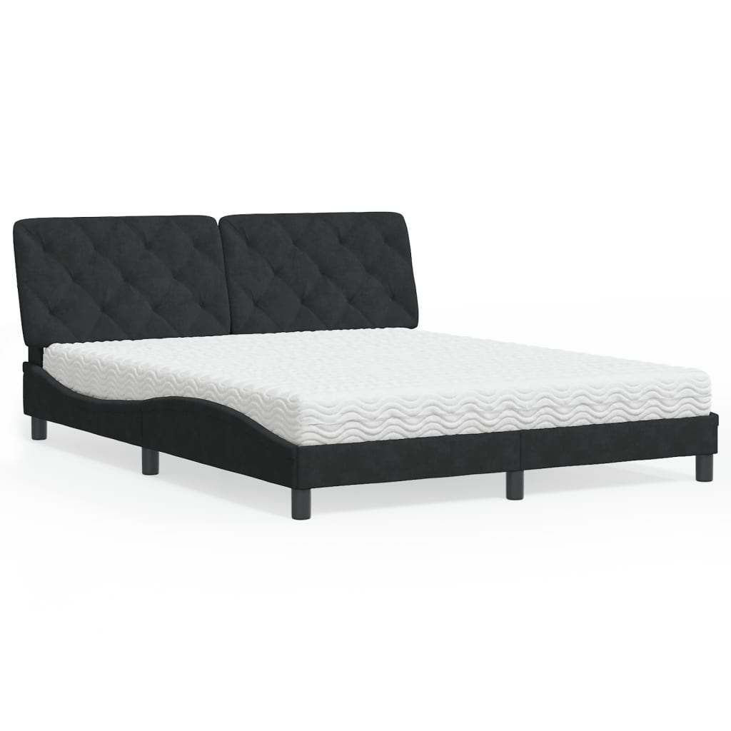 vidaXL Bett mit Matratze Schwarz 160x200 cm Samt