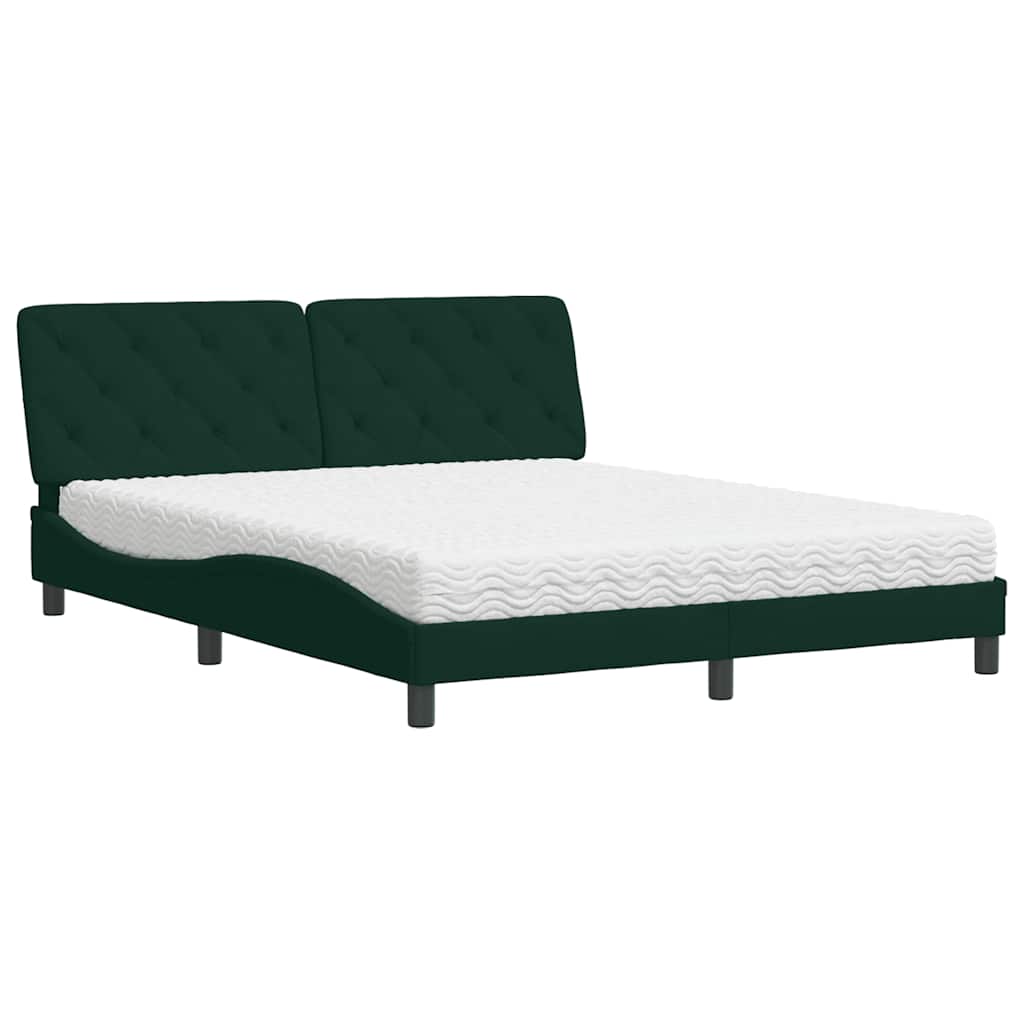E-shop vidaXL Posteľ s matracom tmavozelený 160x200 cm zamat