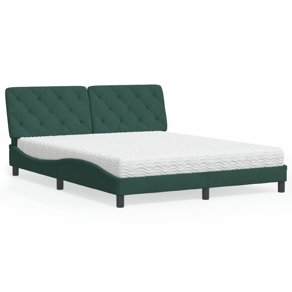 vidaXL Bett mit Matratze Dunkelgrün 160x200 cm Samt