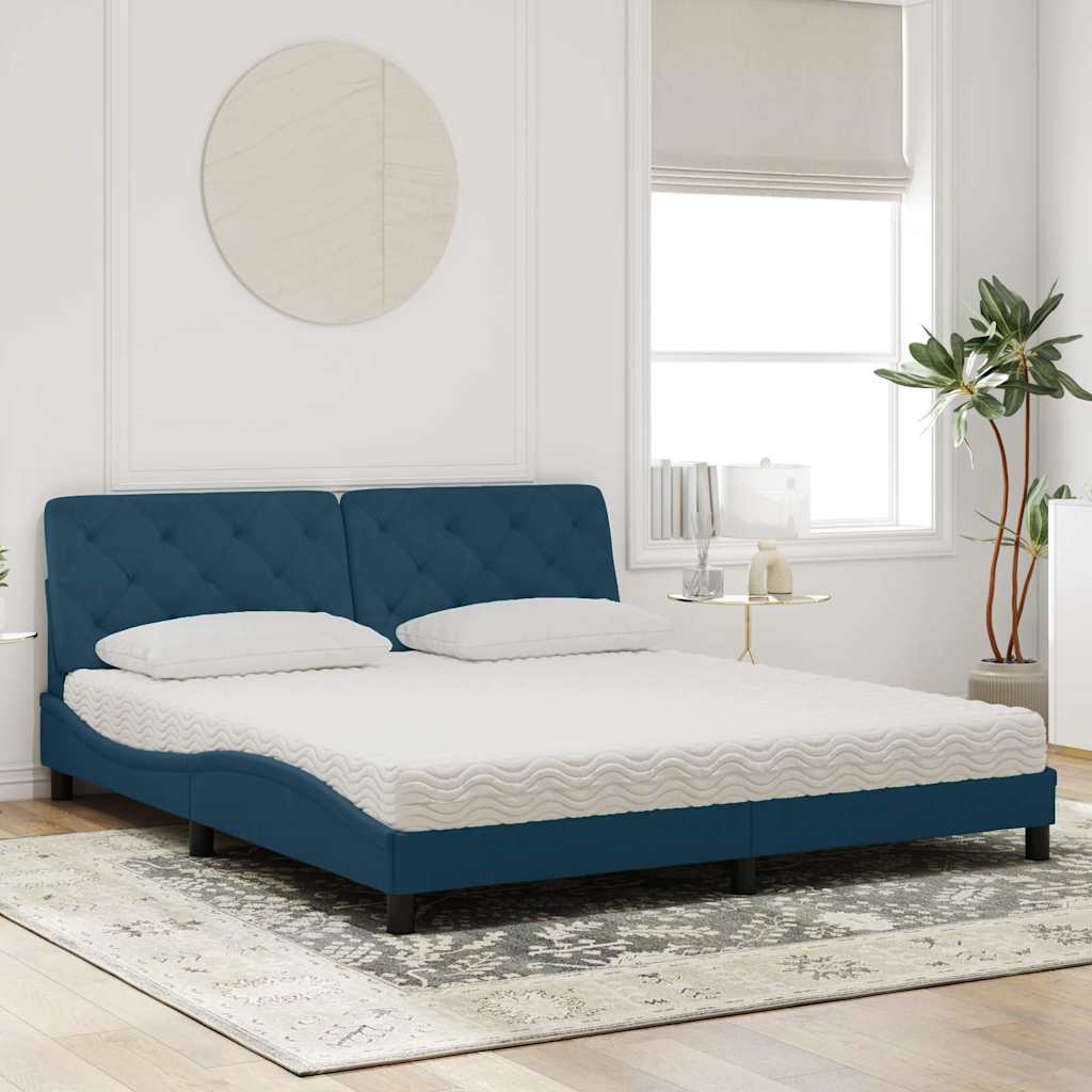 vidaXL Pat cu saltea, albastru, 180x200 cm, catifea
