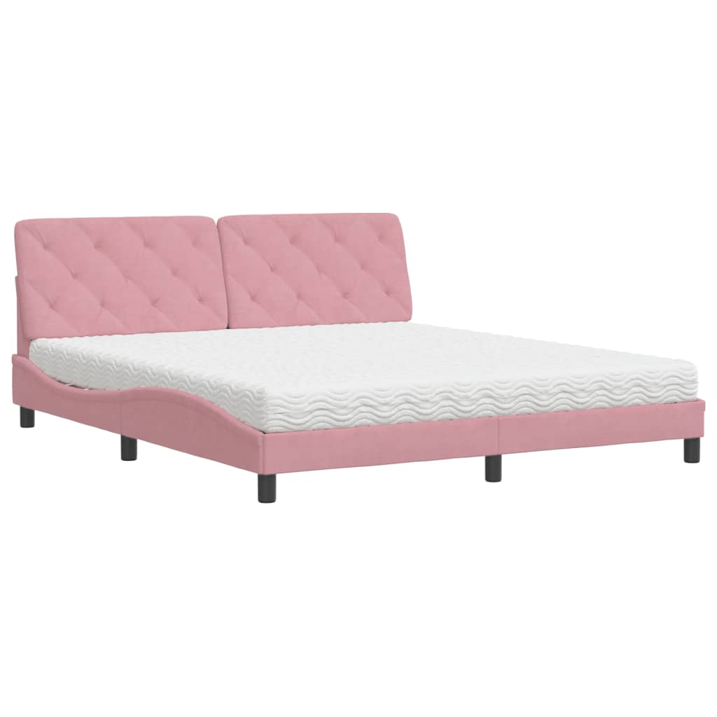 vidaXL Postel s matrací růžová 180 x 200 cm samet