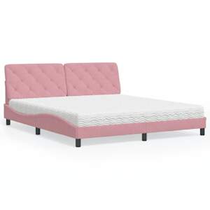 Postelja z vzmetnico roza 180x200 cm žamet