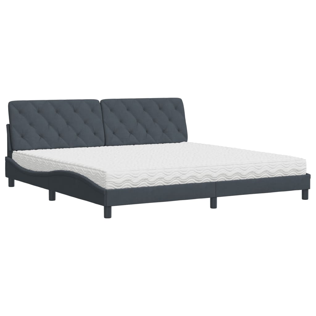 vidaXL Postel s matrací tmavě šedá 200 x 200 cm samet