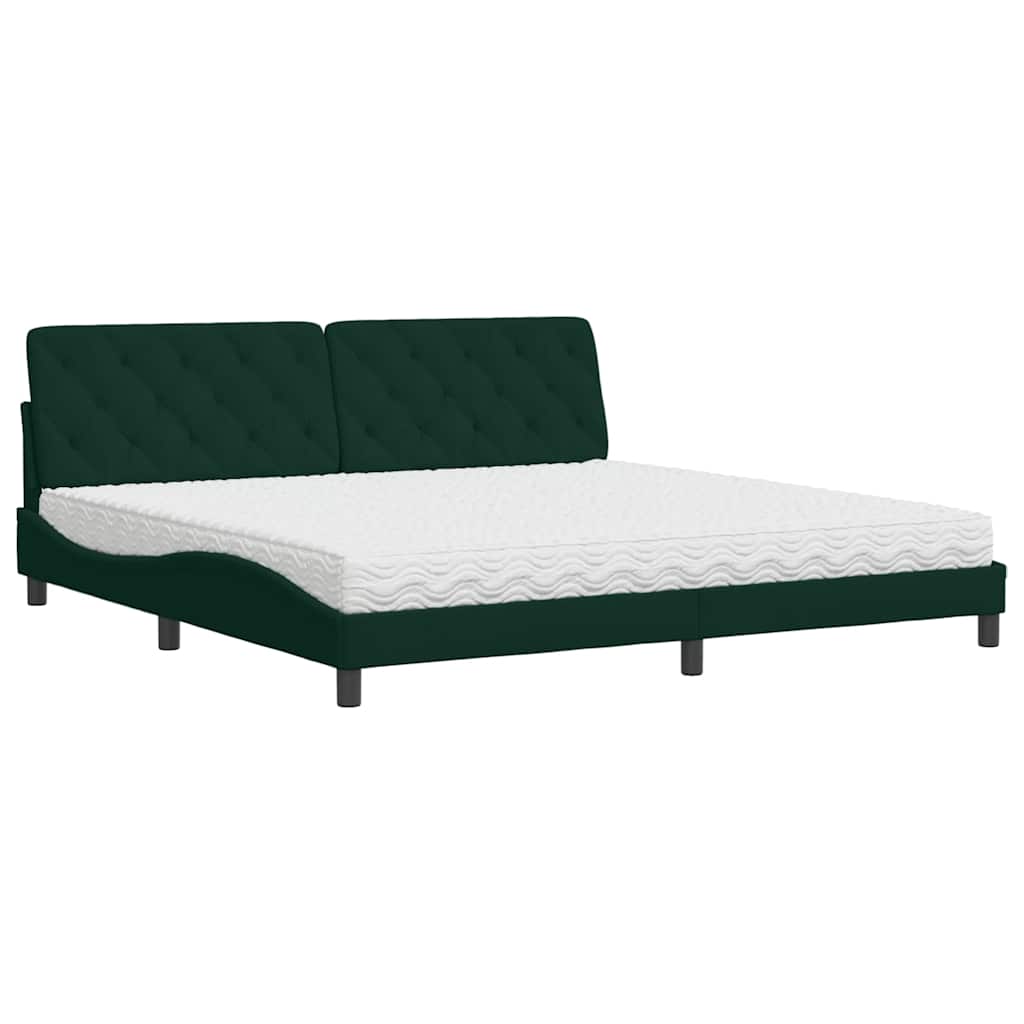 vidaXL Bed met matras fluweel donkergroen 200x200 cm groen, foto 3