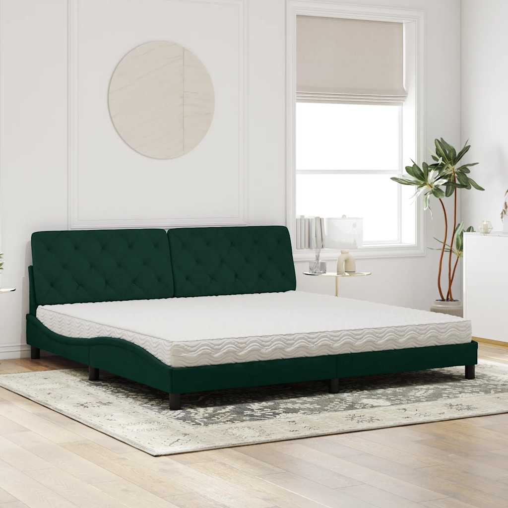 vidaXL Bed met matras fluweel donkergroen 200x200 cm groen, foto 2