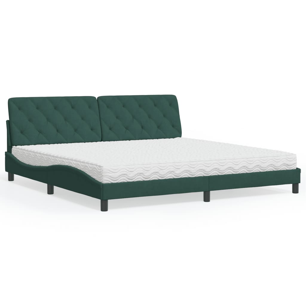 vidaXL Bett mit Matratze Dunkelgrün 200x200 cm Samt