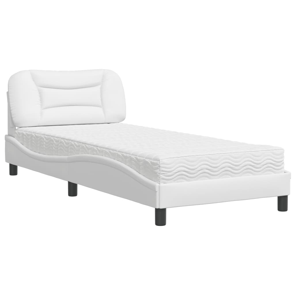 vidaXL Bed met matras "Hvar" kunstleer wit 80x200 cm, foto 3