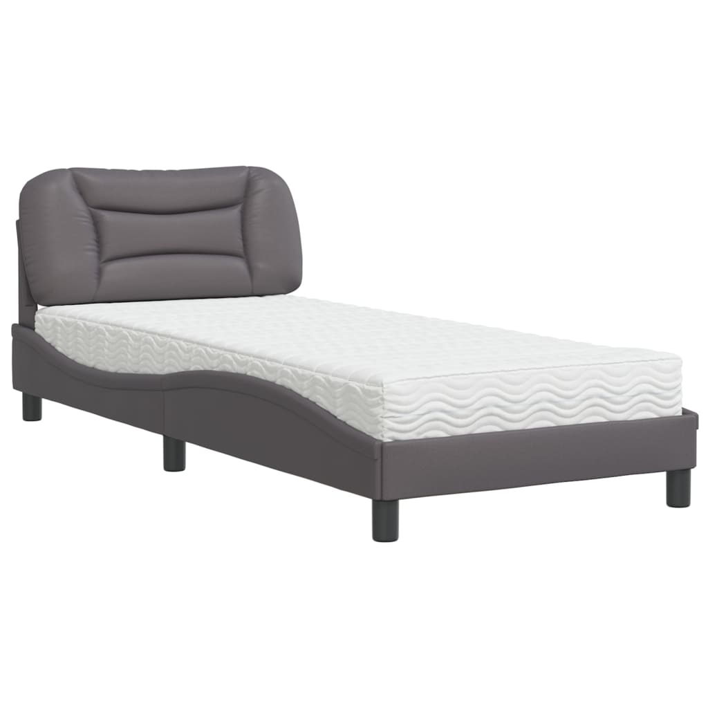 vidaXL Bed met matras "Hvar" kunstleer grijs 80x200 cm, foto 3