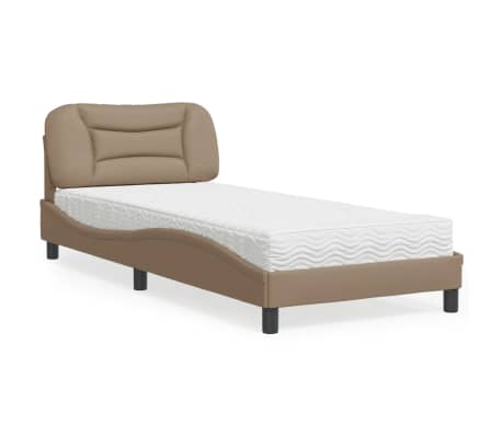 vidaXL Cama com colchão 80x200 cm couro artificial cappuccino