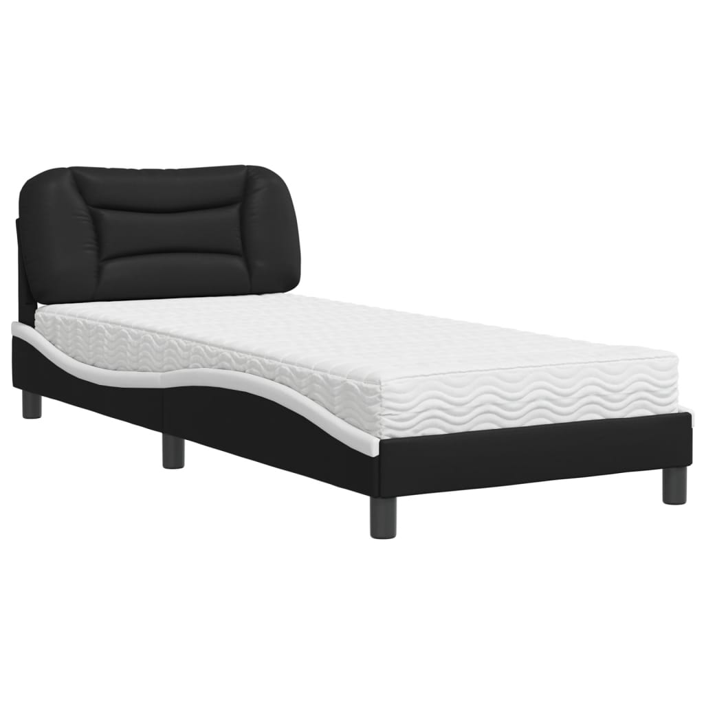 E-shop vidaXL Posteľ s matracom Hvar čierno-biela 80x200 cm umelá koža