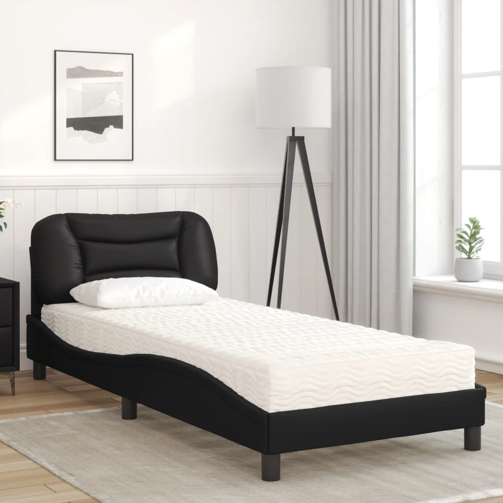 vidaXL Bed met matras kunstleer zwart 90x190 cm afbeelding
