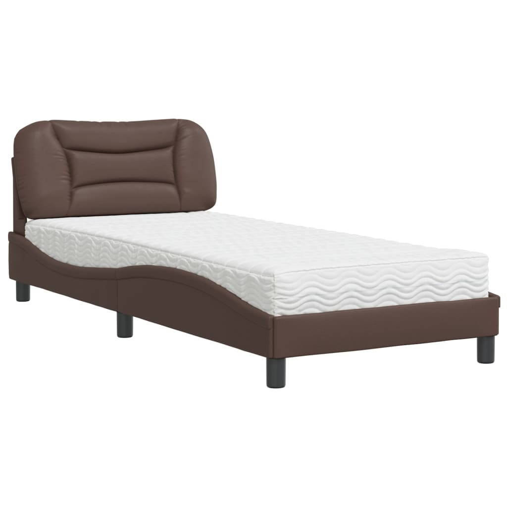 vidaXL Postel s matrací hnědá 90 x 190 cm umělá kůže