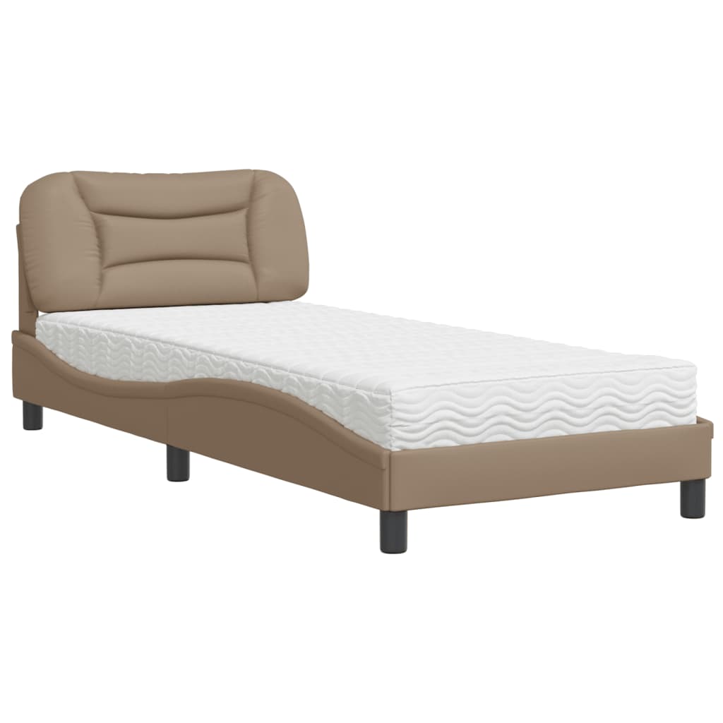 E-shop vidaXL Posteľ s matracom Hvar kapučínová 90x190 cm umelá koža