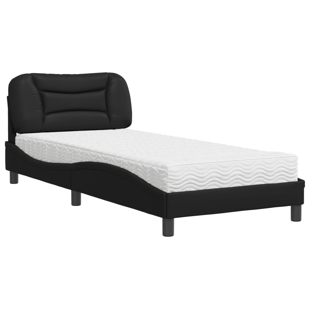 vidaXL Bed met matras "Hvar" kunstleer zwart 90x200 cm, foto 3