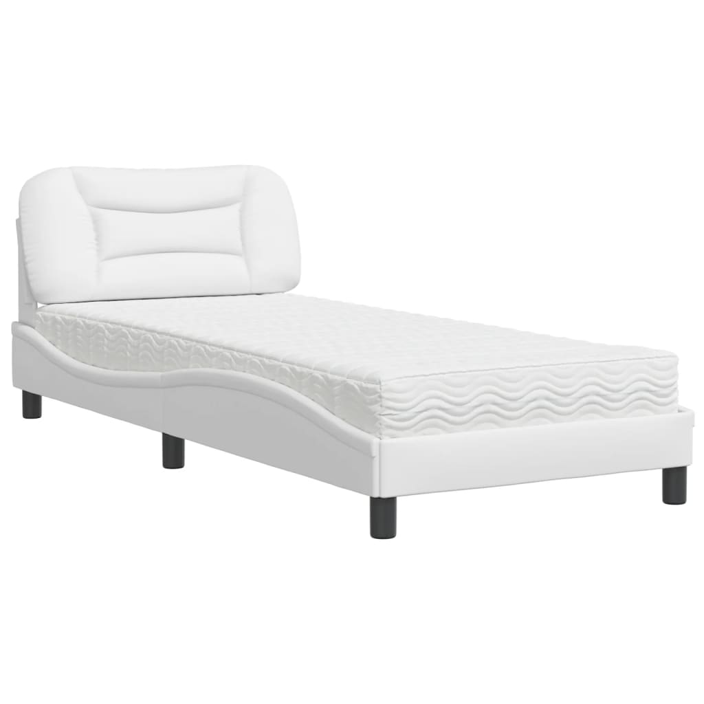 E-shop vidaXL Posteľ s matracom Hvar biela 90x200 cm umelá koža