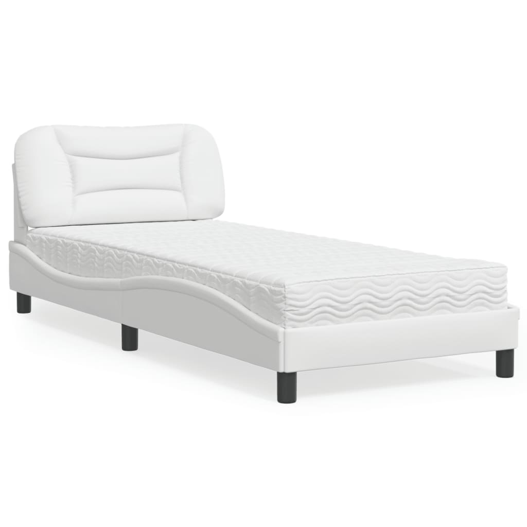vidaXL Bett mit Matratze "Hvar" Weiß 90x200 cm Kunstleder