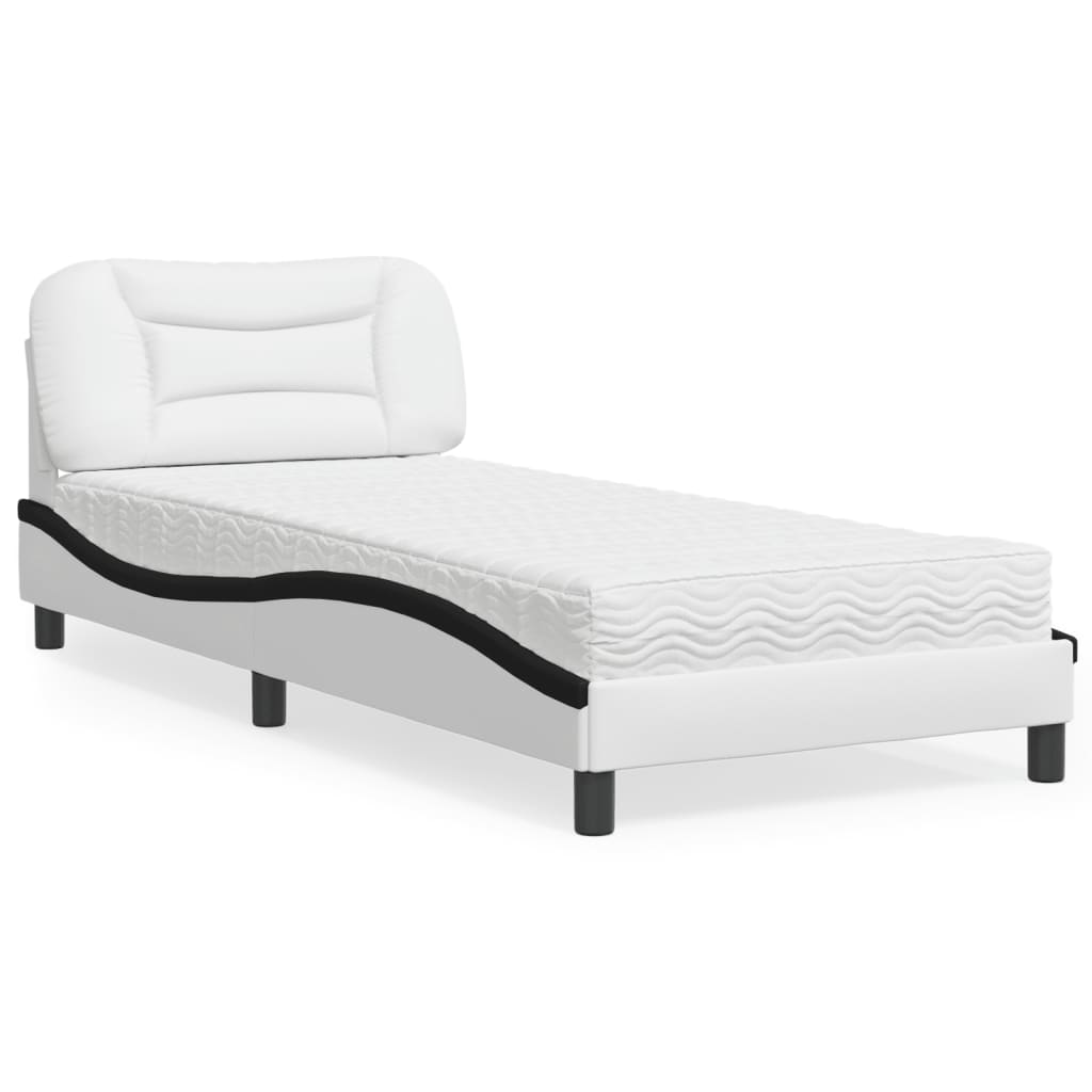 E-shop vidaXL Posteľ s matracom Hvar bielo-čierna 90x200 cm umelá koža