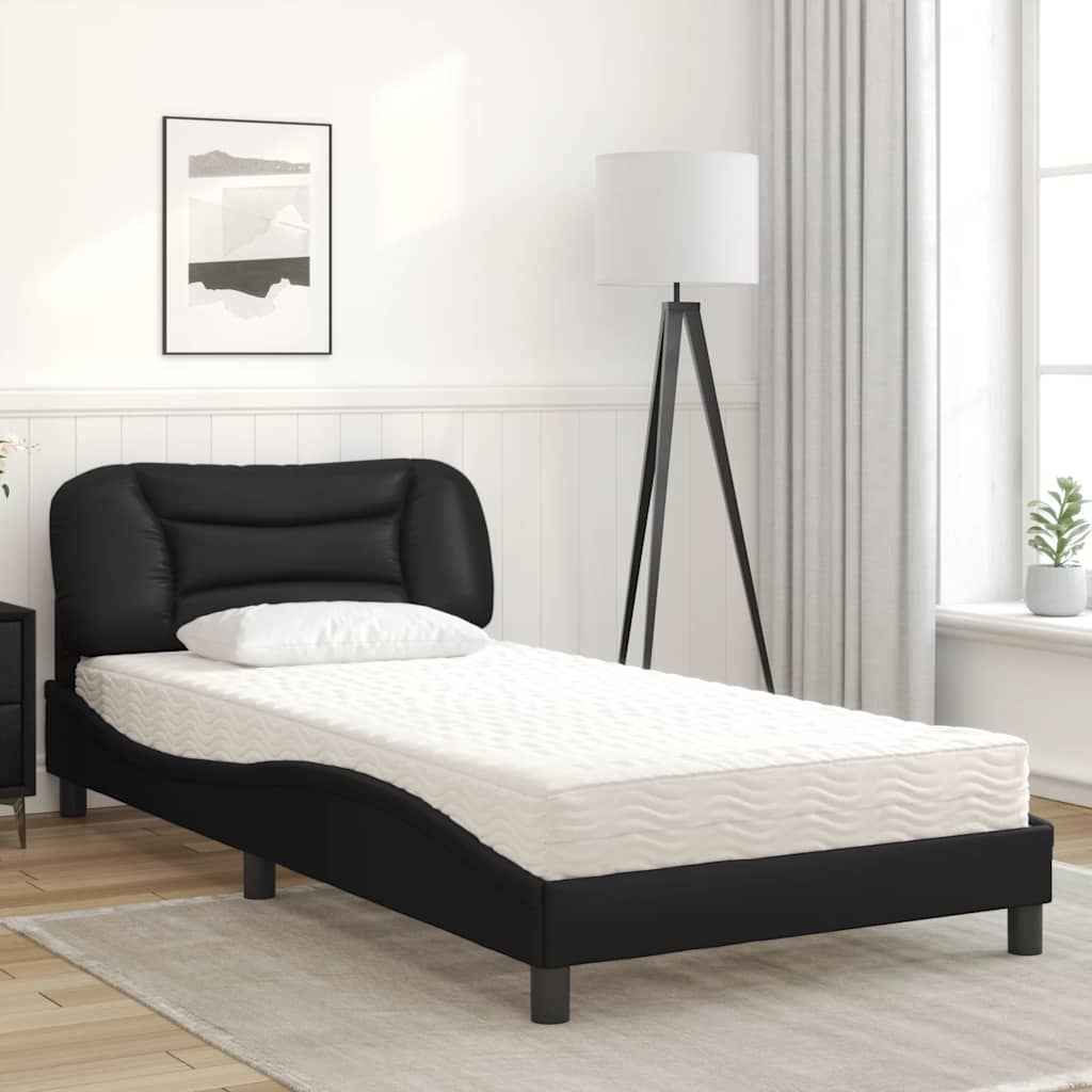 vidaXL Bed met matras "Hvar" kunstleer zwart 100x200 cm, foto 2