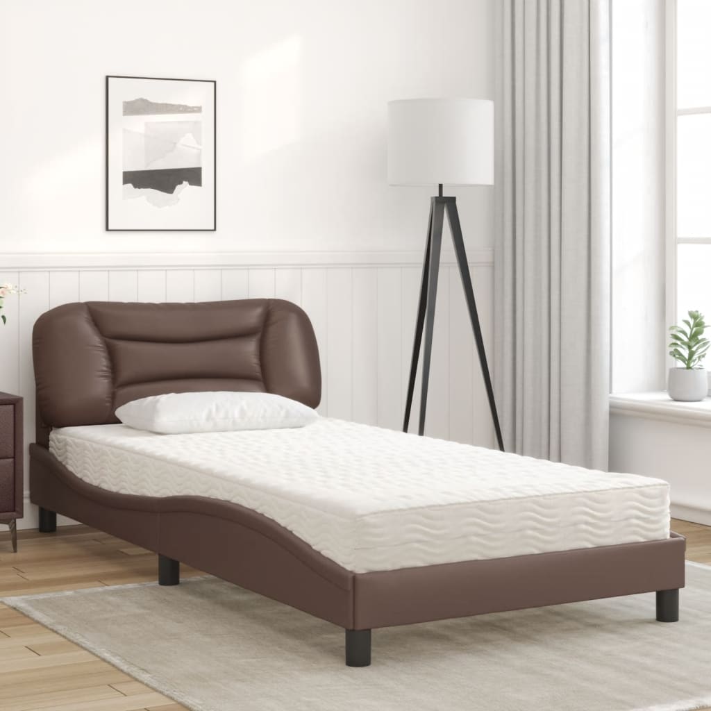 Thumbnail - vidaXL Bett mit Matratze "Hvar" Braun 100x200 cm Kunstleder