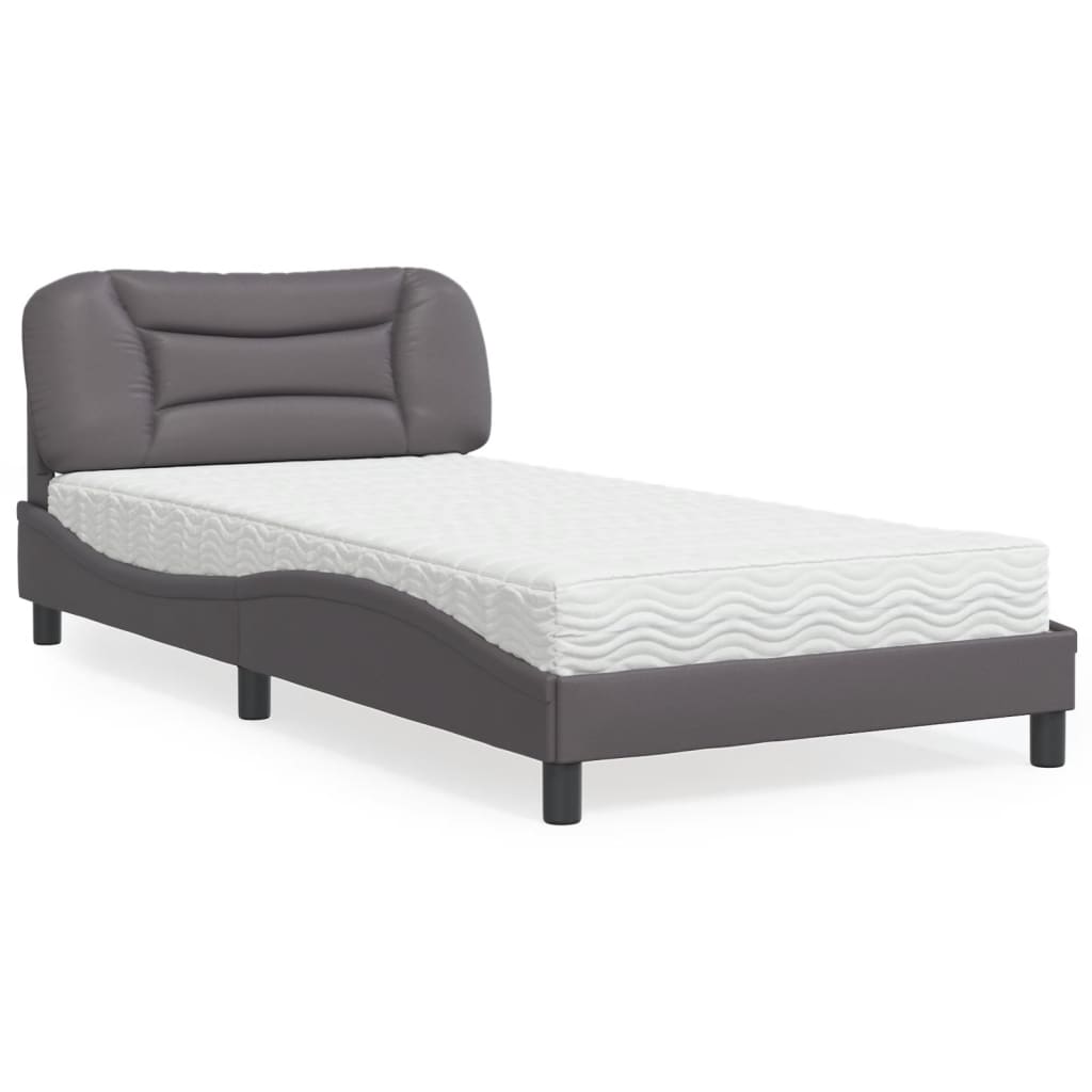 vidaXL seng med madras Hvar 100x200 cm kunstlæder grå