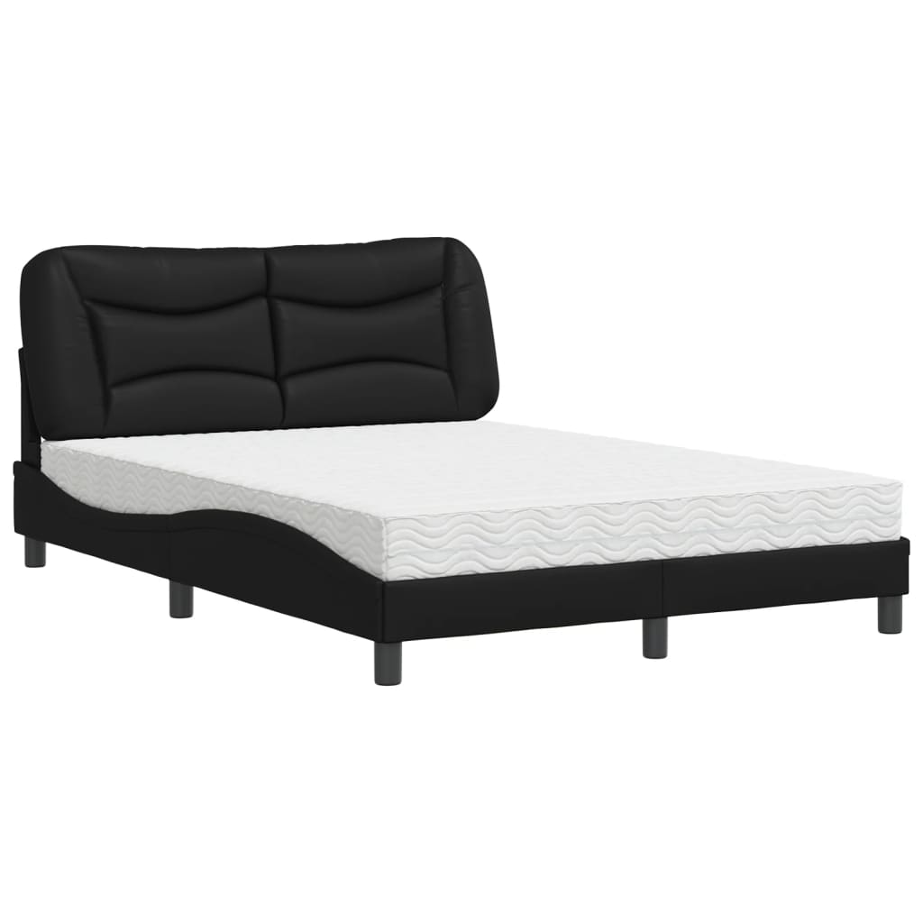 vidaXL Bed met matras "Hvar" kunstleer zwart 120x200 cm, foto 3